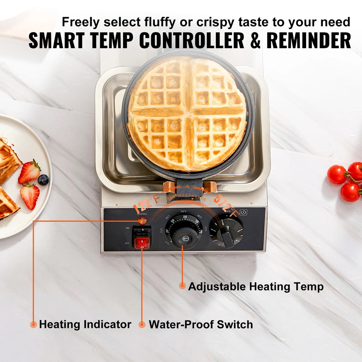 1300W Rotatable Non-Stick Round Waffle Maker Q740832