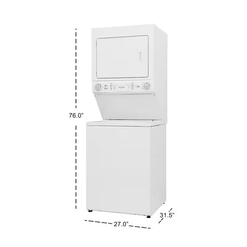 3.9 cu. ft. Washer and 5.5 cu. ft. Dryer Electric Stacked Laundry Center in White H114735